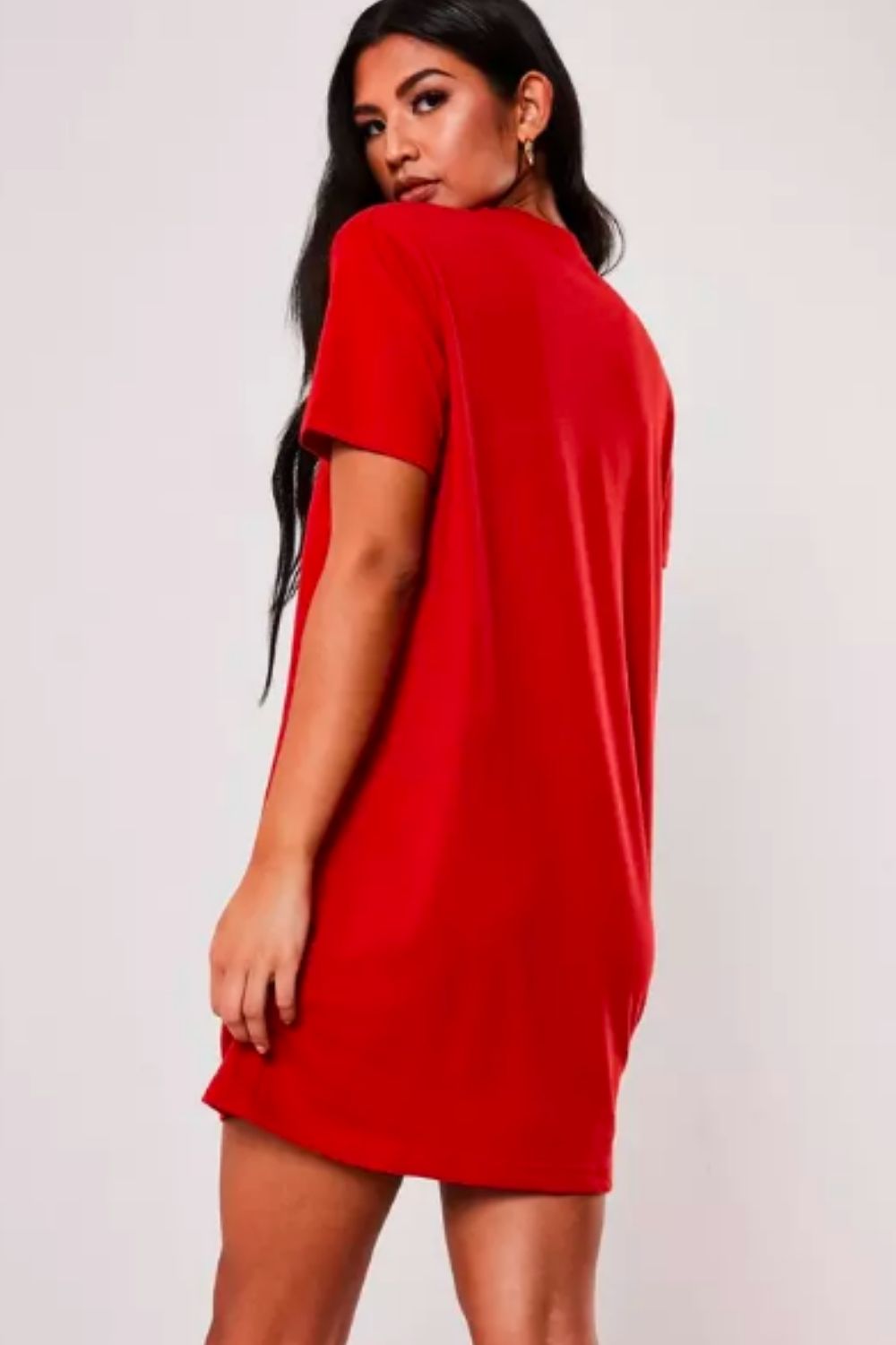 Red Basic T-shirt Dress