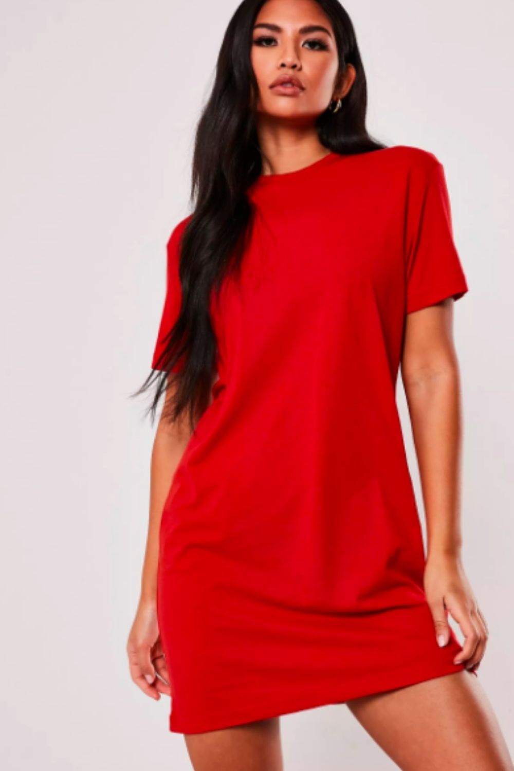 Red Basic T-shirt Dress