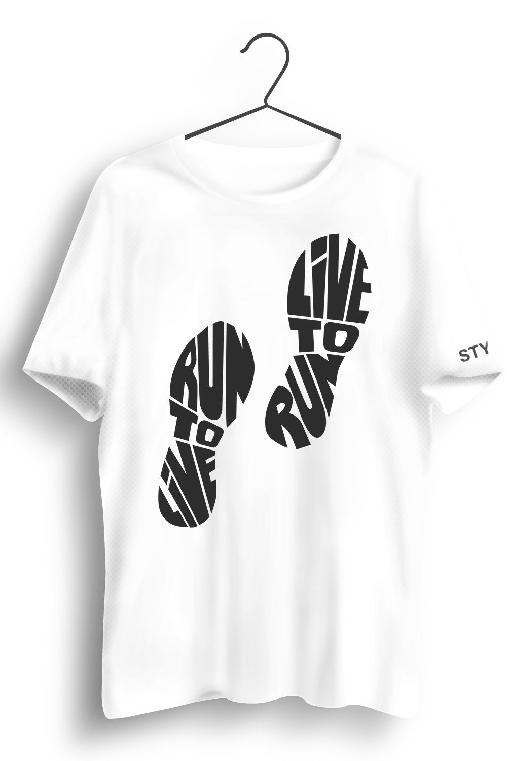 Run To Live Printed White Dry Fit Tee