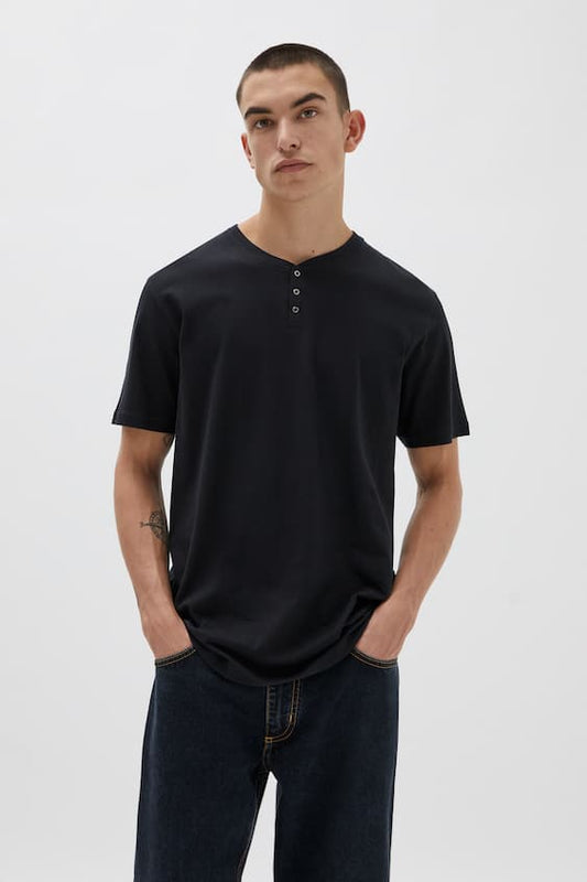 Short Sleeve Button-Neck T-Shirt