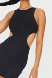 Side Cut Out Detail Black Mini Dress