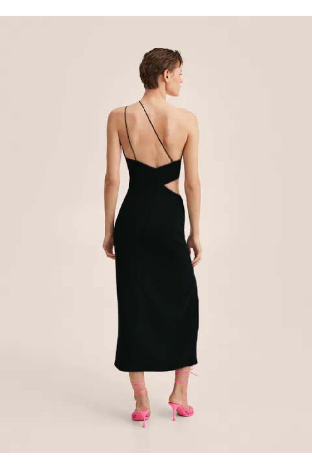 Asymmetric Black Side Slit Dress