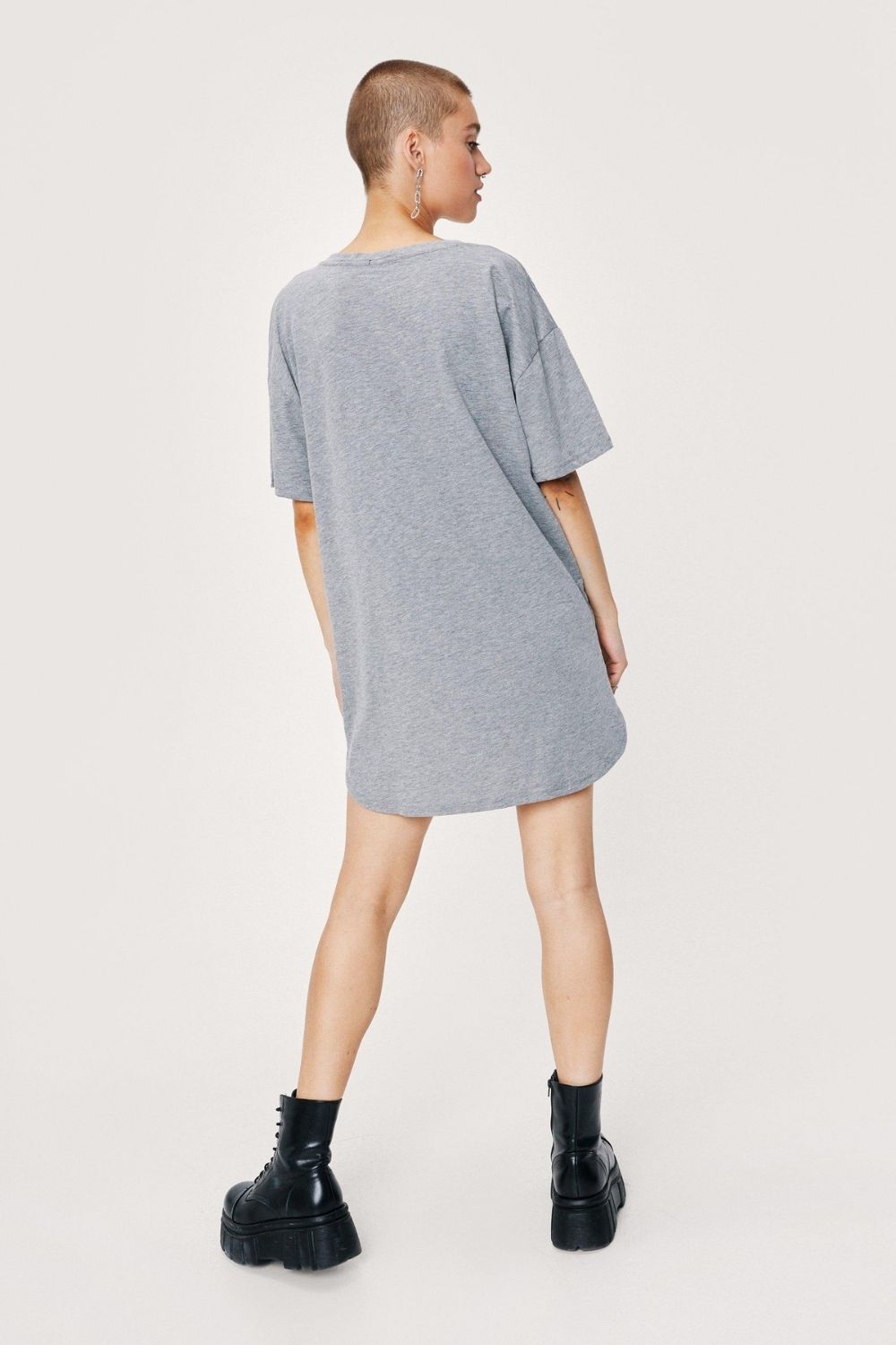 Slouchy V Neck Mini T-Shirt Dress – Styched Fashion