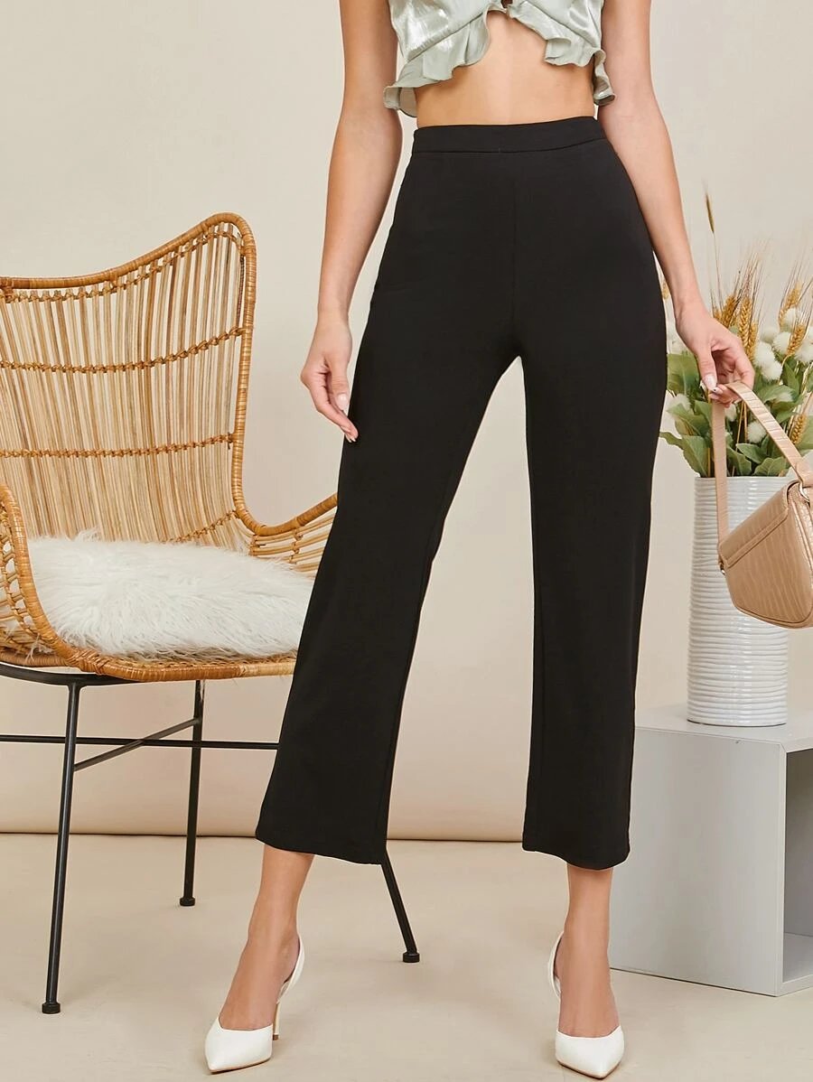 Solid Cropped Pants