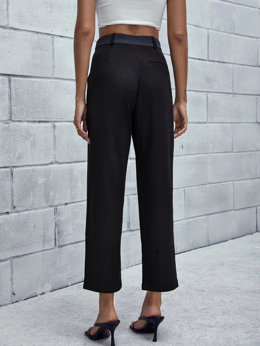 Solid Cropped Straight Leg Pants