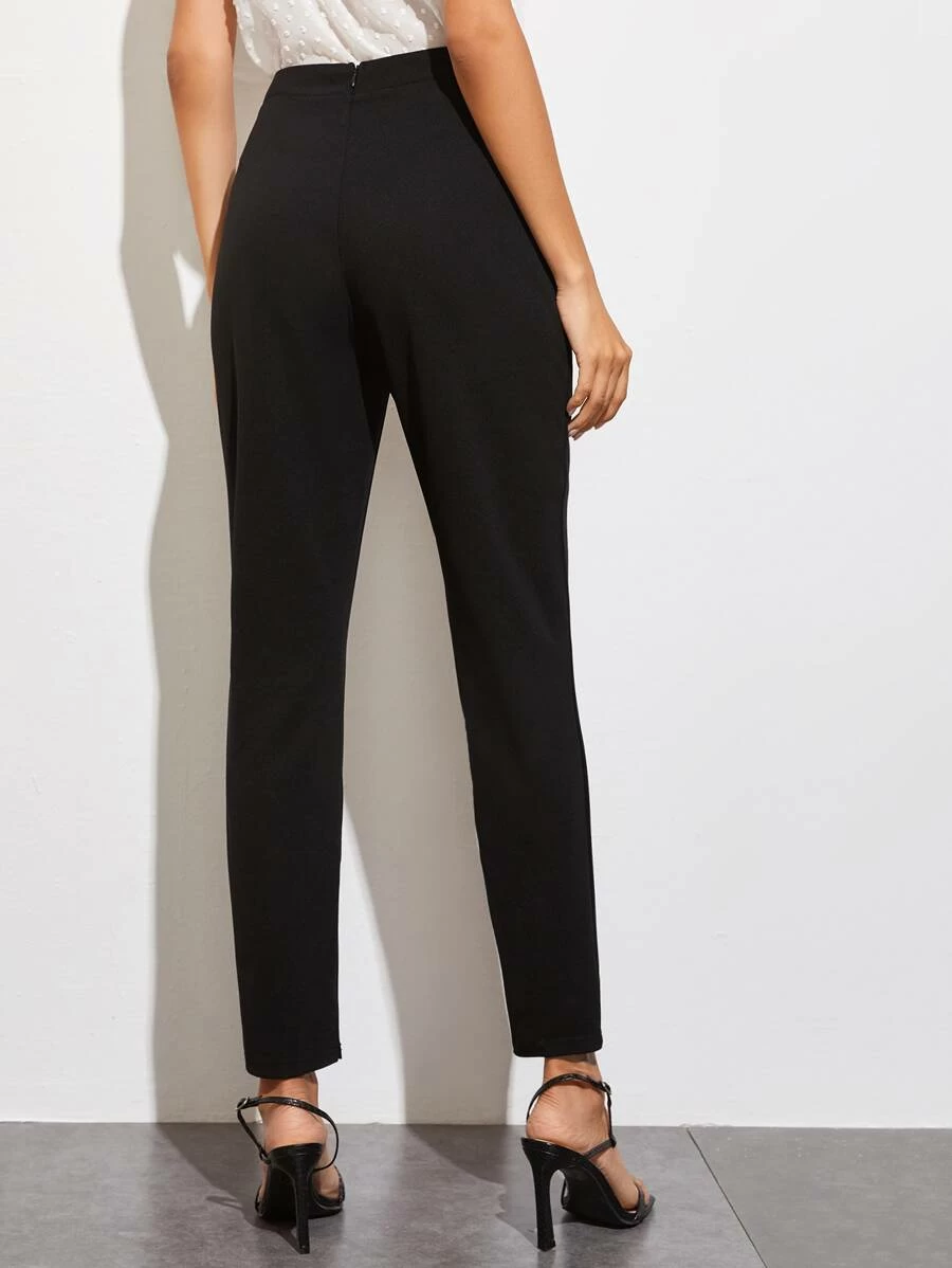 Solid High Waist Tailored Pants