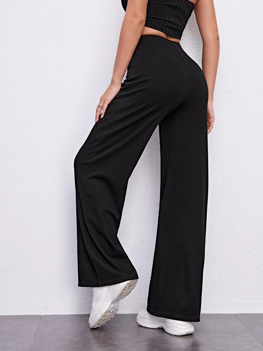 Buy Chic Basic Wide Leg Pants in Black - Rayon Online India, Best Prices,  COD - Clovia - LB0192P13
