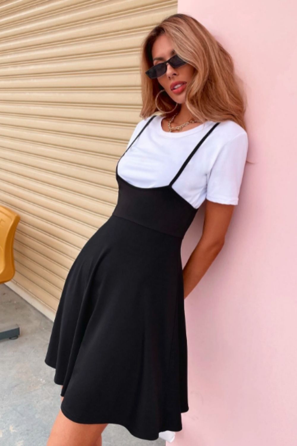 Solid Pinafore Dress Without Tee