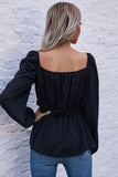 Square Neck Puff Sleeve Fit And Flare Blouse