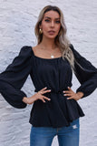 Square Neck Puff Sleeve Fit And Flare Blouse