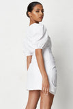 Tie Knot at the waist Open Front White Mini Dress
