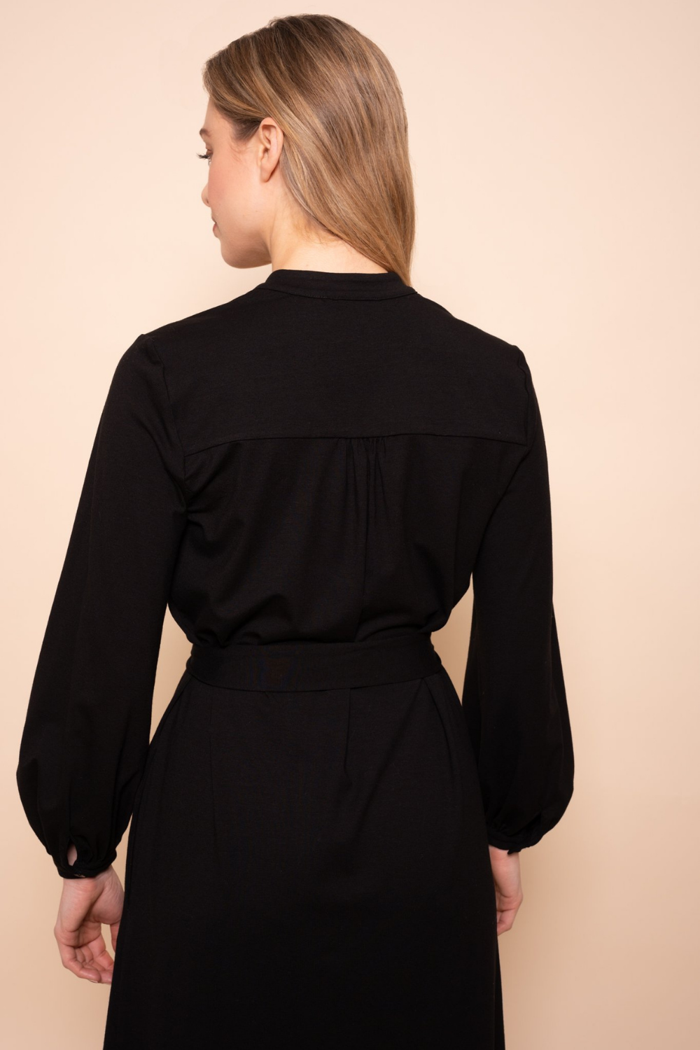 V Neck Black Wrap Dress - Main Image