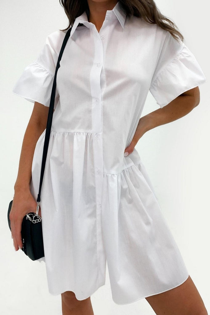 White Collar Slim Dress