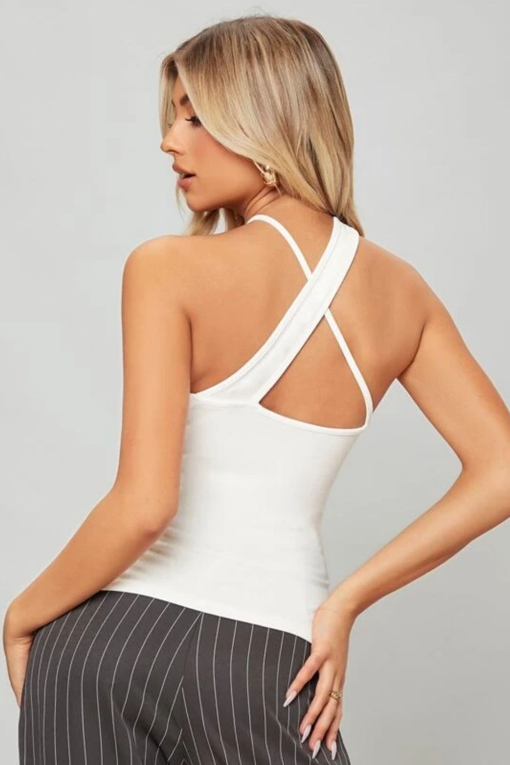 White Halter Neck Bodycon Top – Styched Fashion
