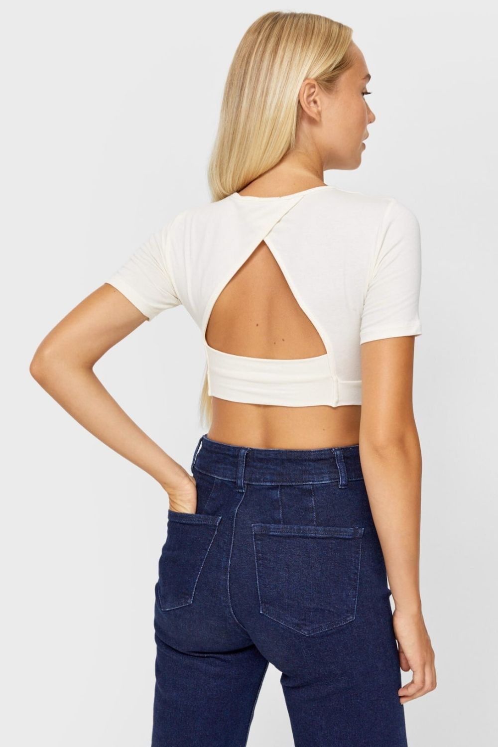 White Knotted Triangle Back Top