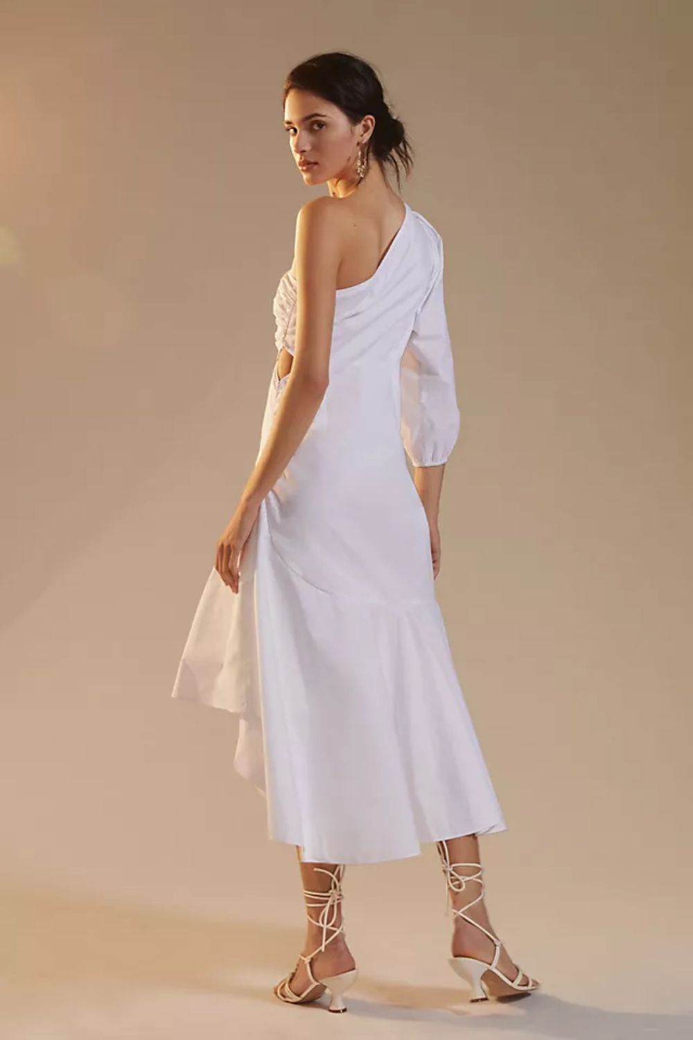 White One-Shoulder Midi Dress