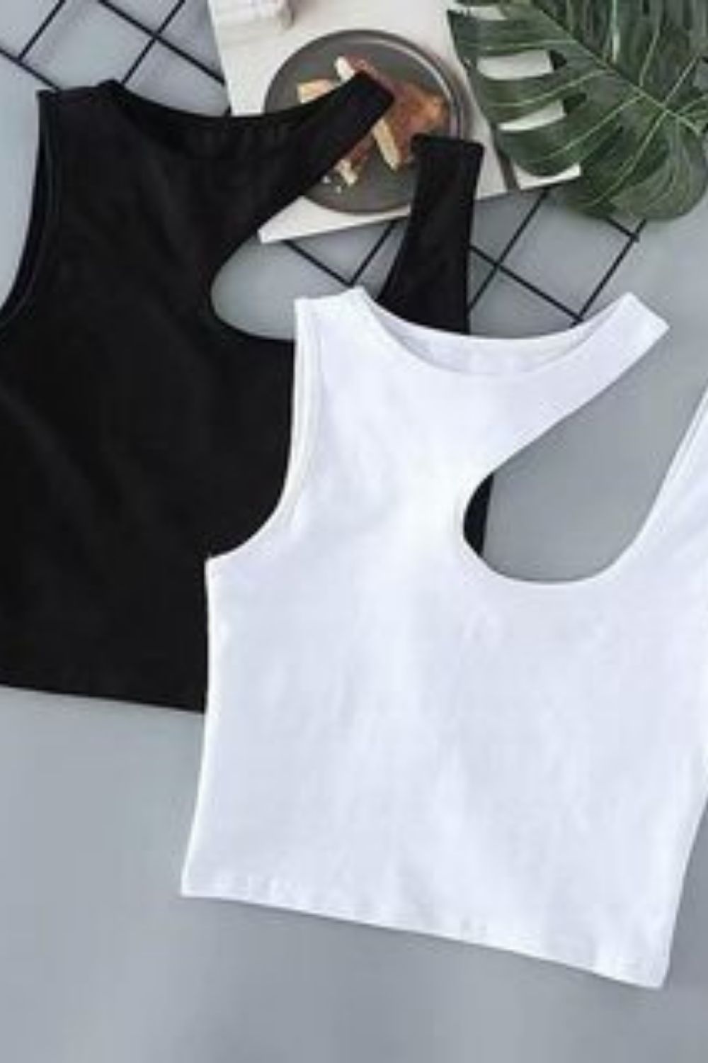 White Shoulder Cut Out Sleeveless Crop Top