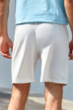 White Slant Pockets Drawstring Waist Shorts