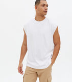 White Sleeveless Oversized T-Shirt