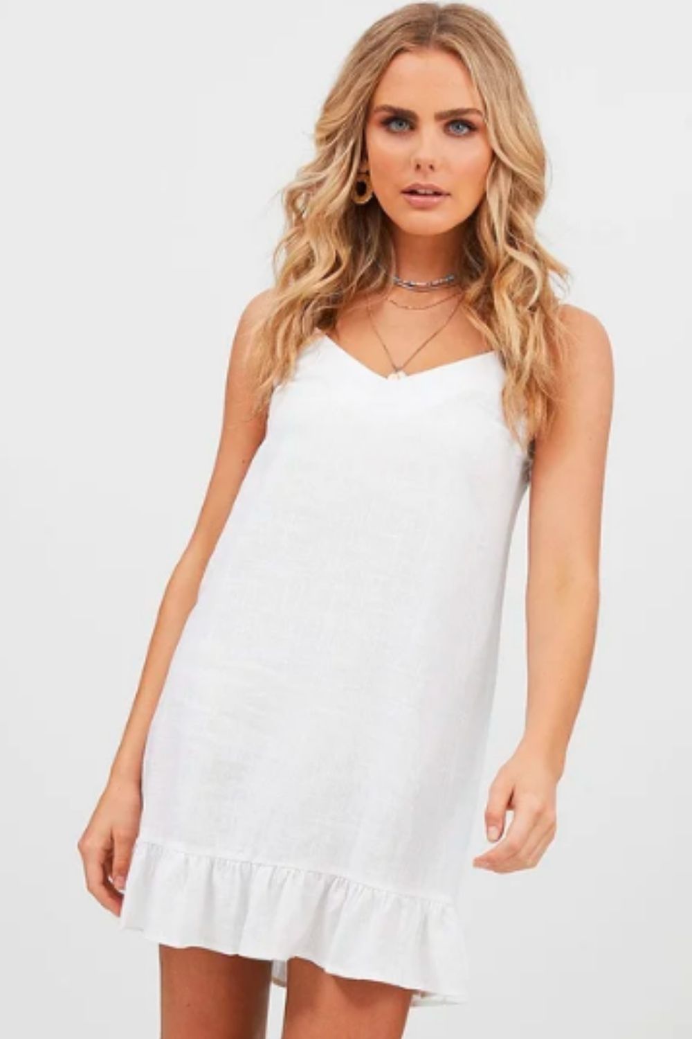 White Ruffle Cami Dress