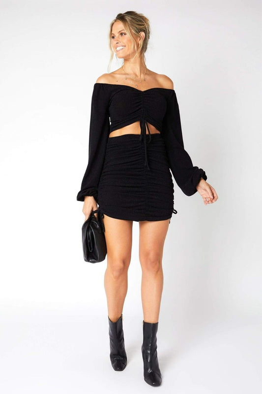 Y So Serious Black Ruched Co ord Set