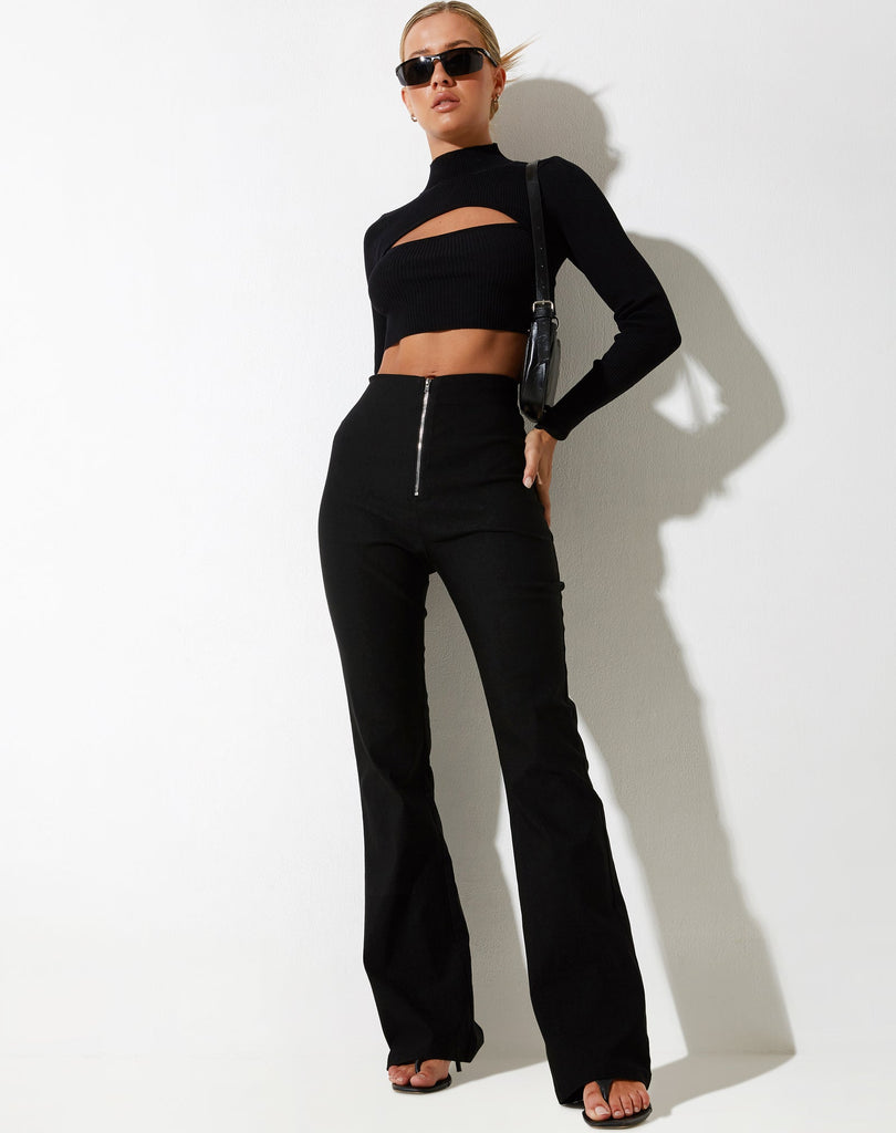 Zipper Flare Trouser In Tailoring Black