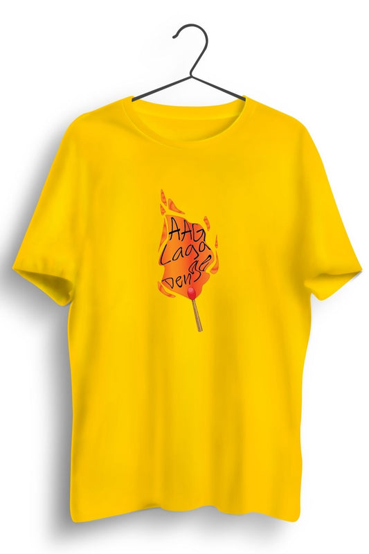 Aag Laga Denge Graphic Printed Yellow Tshirt