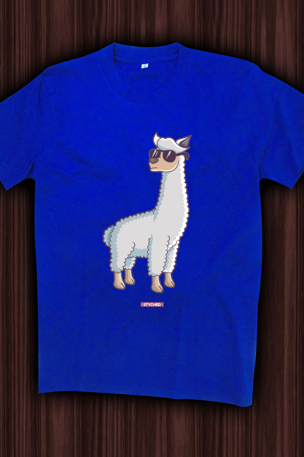 Cool Alpaca wearing sunglasses - Quirky Graphic T-Shirt Blue Color