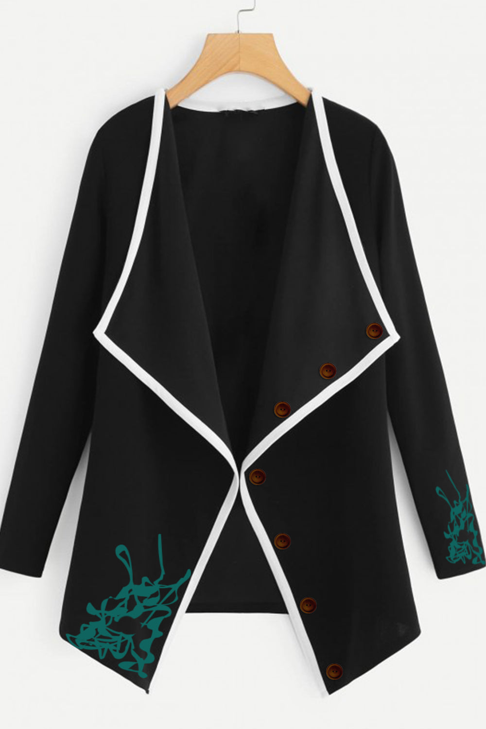 BAEF Black and White Jacket with Green Graphic Print