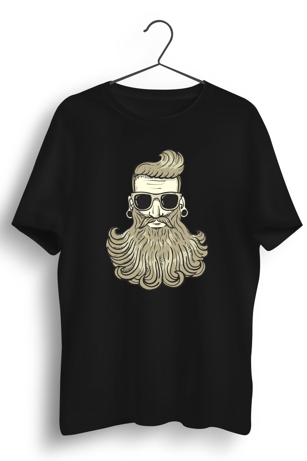 Bearded Hipster Graphic Printed Black Tshirt