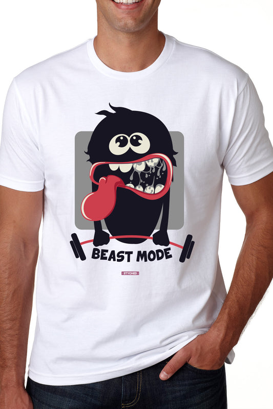 Beast Mode Funny White Dry-Fit T-Shirt