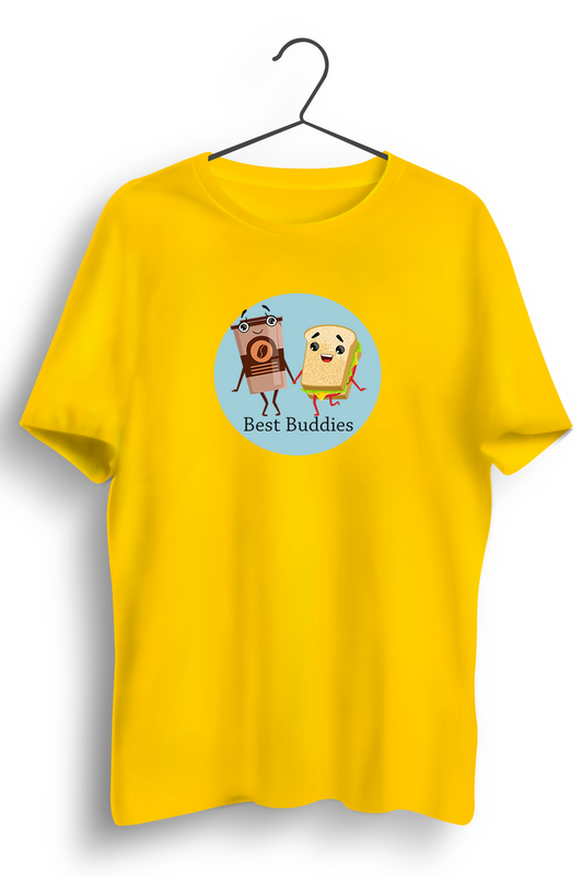 Best Buddies Graphic Printed Yellow Tshirt