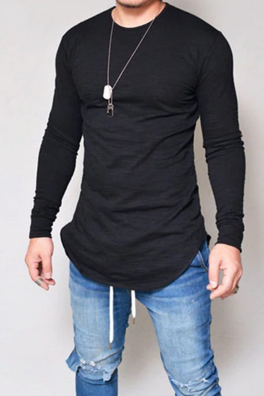Asymmetric Black Full Sleeve Tshirt