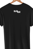Black Blue Logo Printed Black Tshirt
