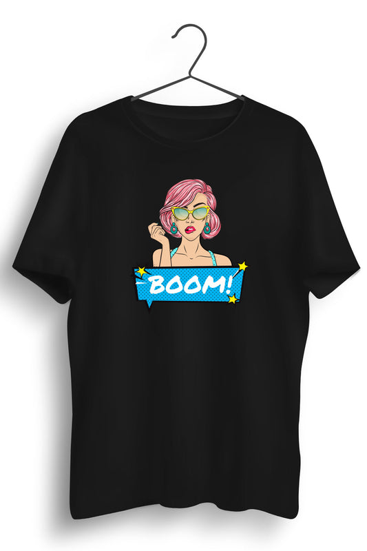 Boom Graphic Printed Black Tshirt