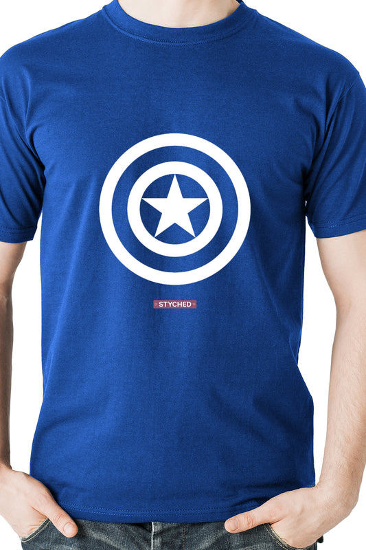 Captain America white Shield Blue T-Shirt