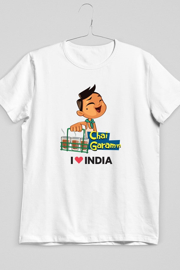Chai Garam - Styched in India Graphic T-Shirt White Color