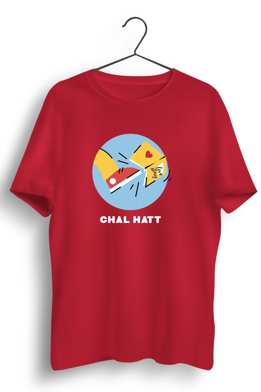 Chal Hatt Graphic Printed Red Tshirt