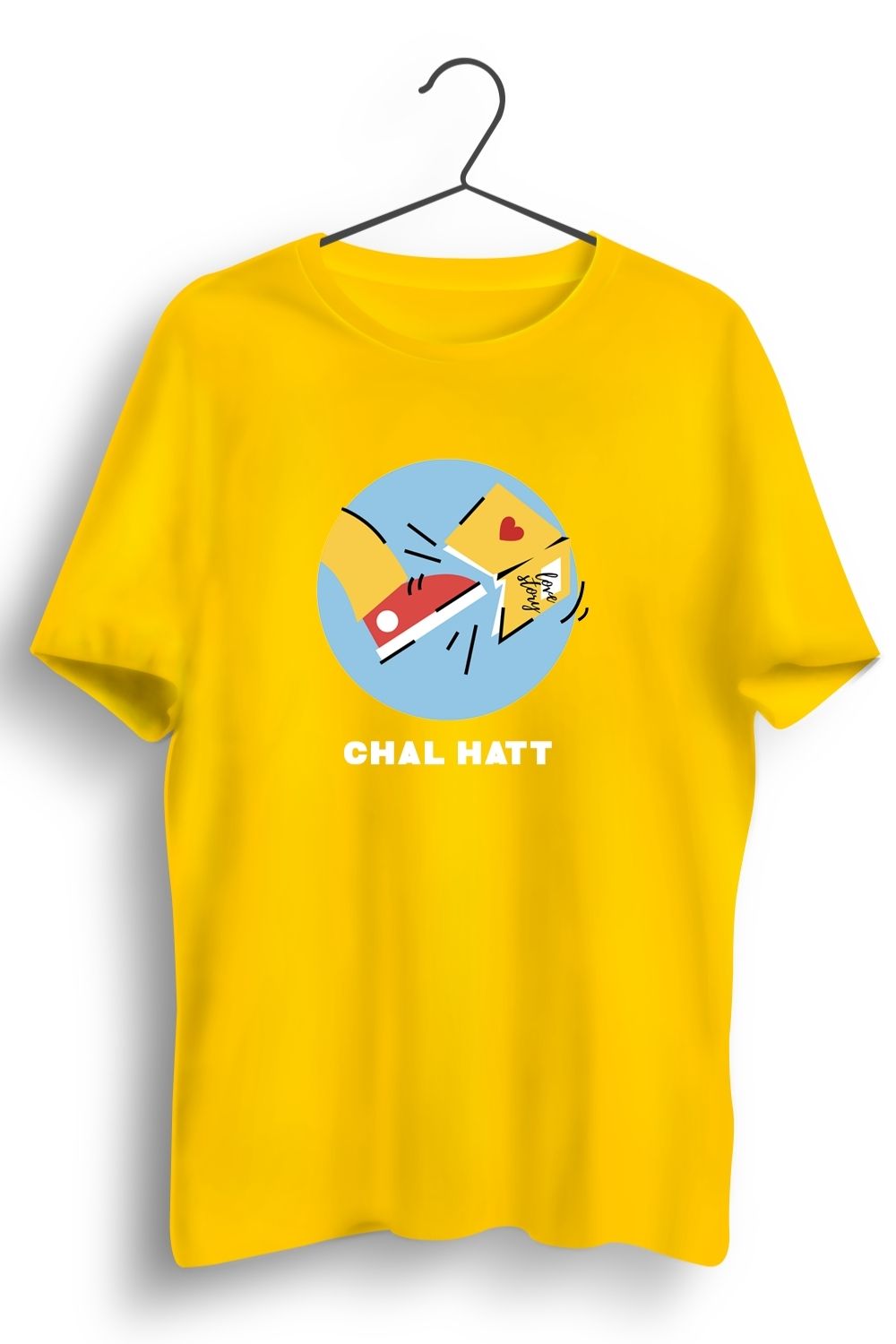 Chal Hatt Graphic Printed Yellow Tshirt
