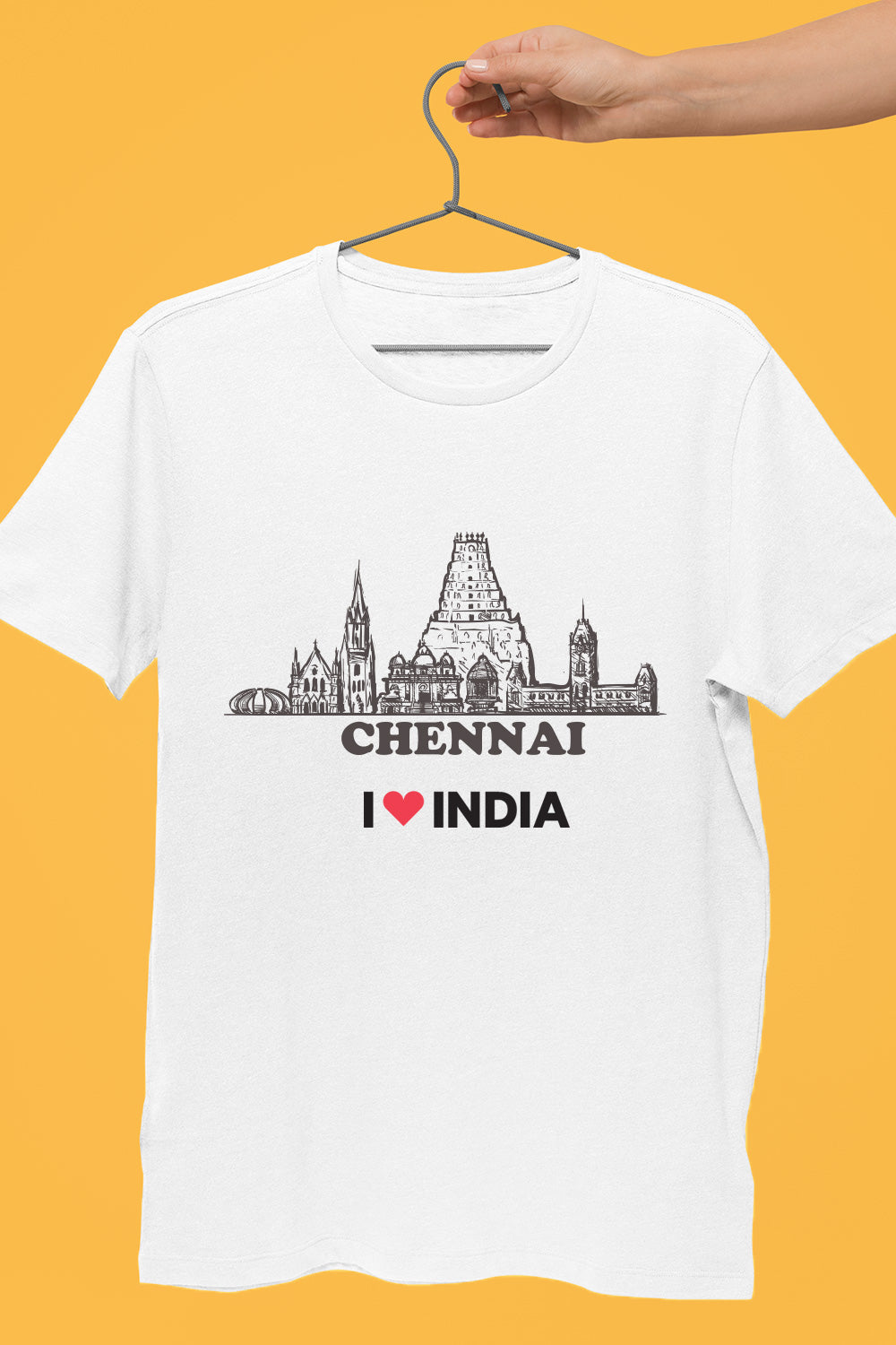 Chennai Temple - Styched in India Graphic T-Shirt White Color