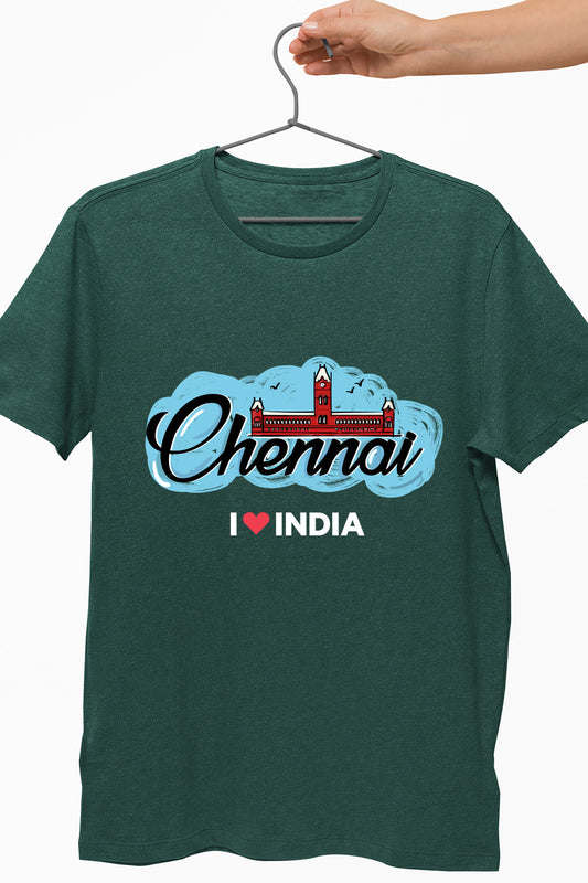 Chennai Central - Styched in India Graphic T-Shirt Green Color