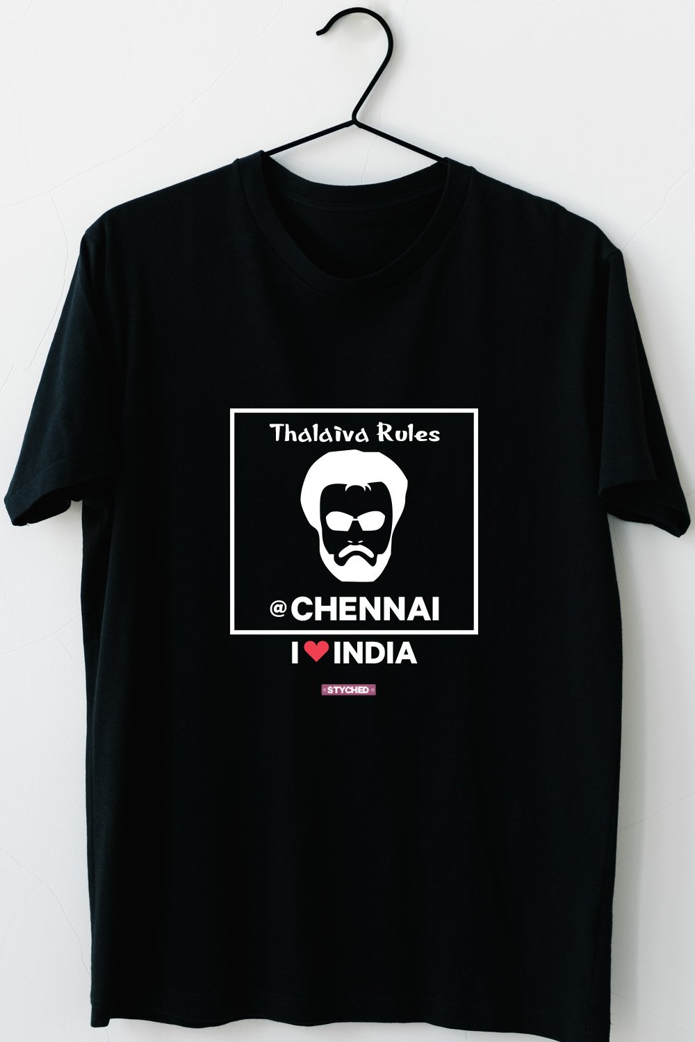 Chennai Thalaiva - Styched in India Graphic T-Shirt Black Color