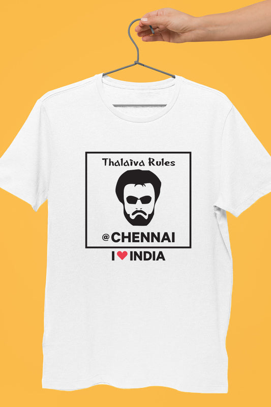 Chennai Thalaiva - Styched in India Graphic T-Shirt White Color