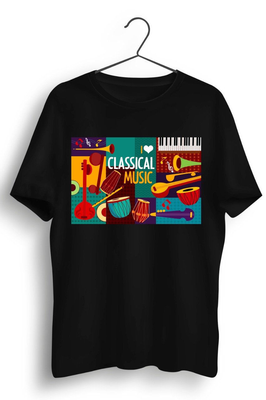 Classical Music Graphic Printed Black Tshirt