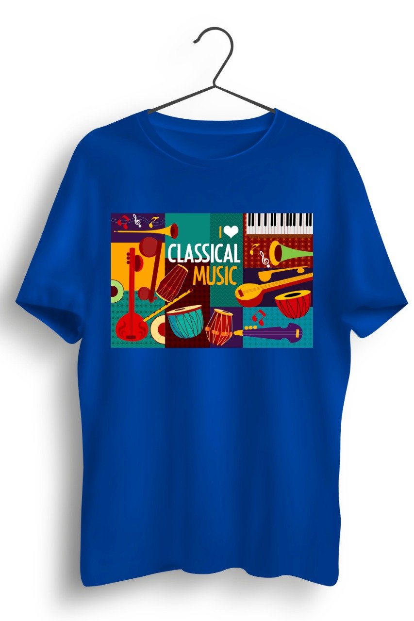Classical Music Graphic Printed Blue Tshirt