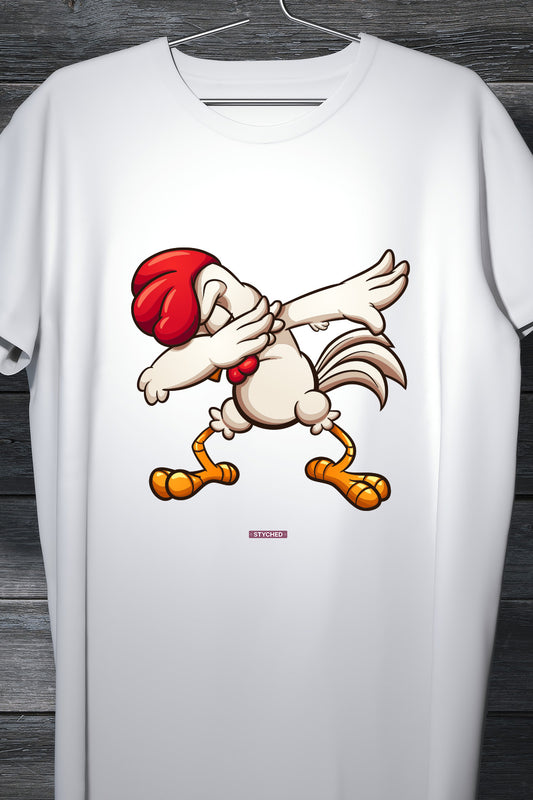 Cock Dab - Just a cool Tee with a cock dabbing Cockadoodledoo White Tee