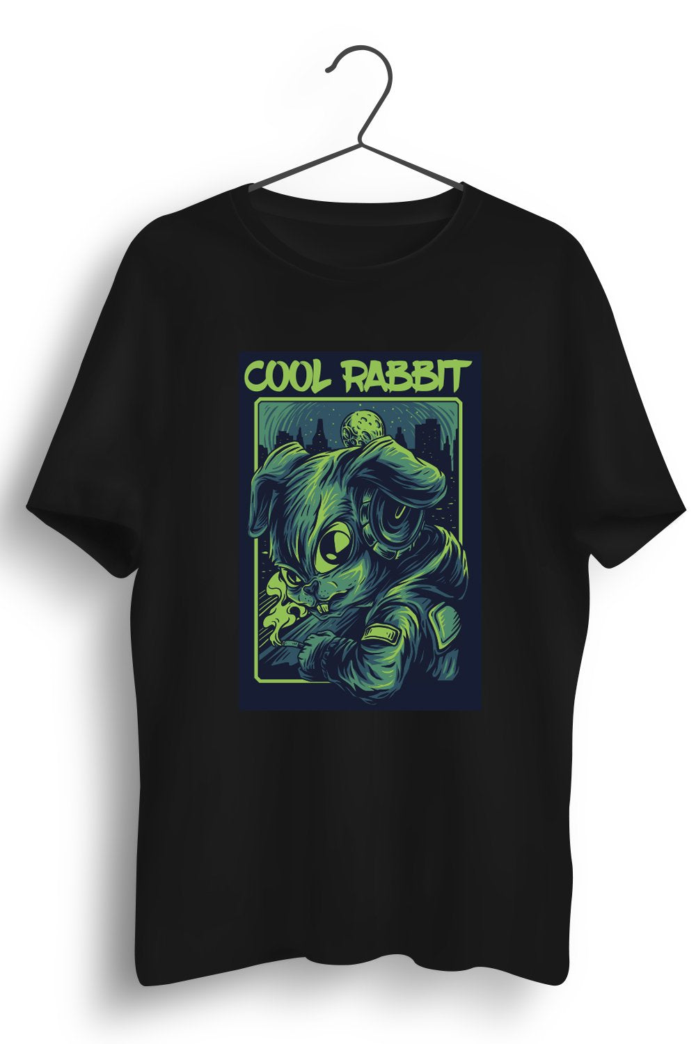 Cool Rabbit Graphic Printed Black Tshirt