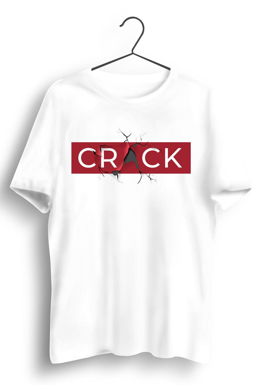 Crack Graphic Printed White Tshirt