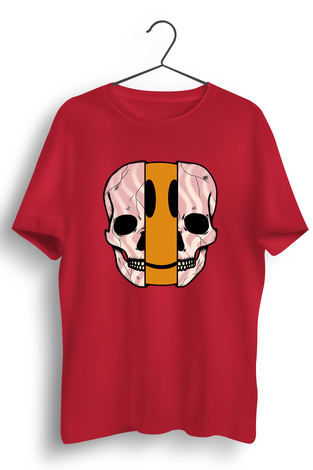 Dis Skull Graphic Printed Red Tshirt