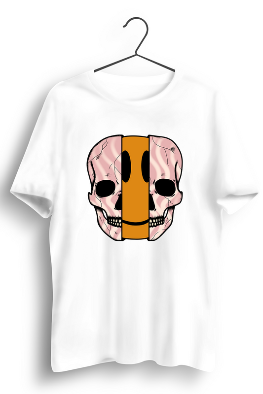 Dis Skull Graphic Printed White Tshirt